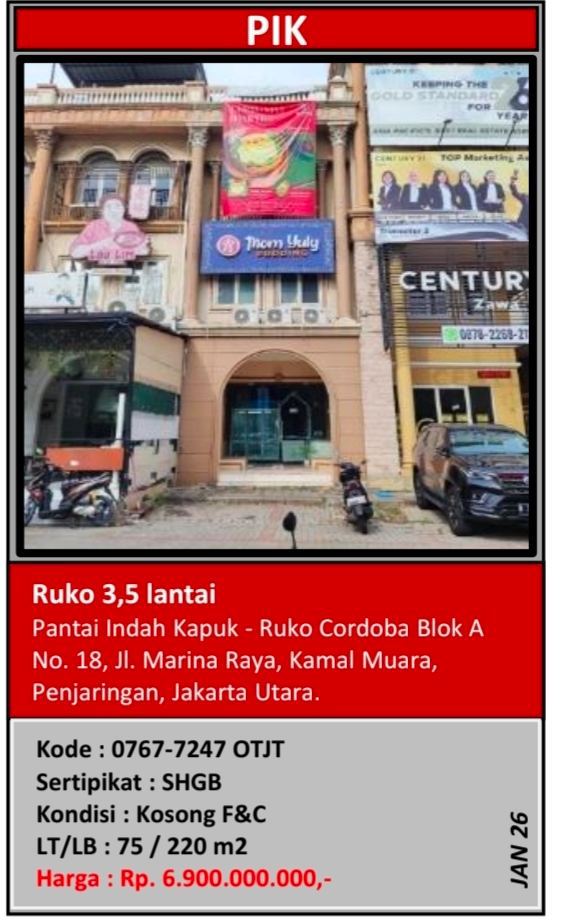Jual ruko cordoba pik hadap jalan murah jarang ada