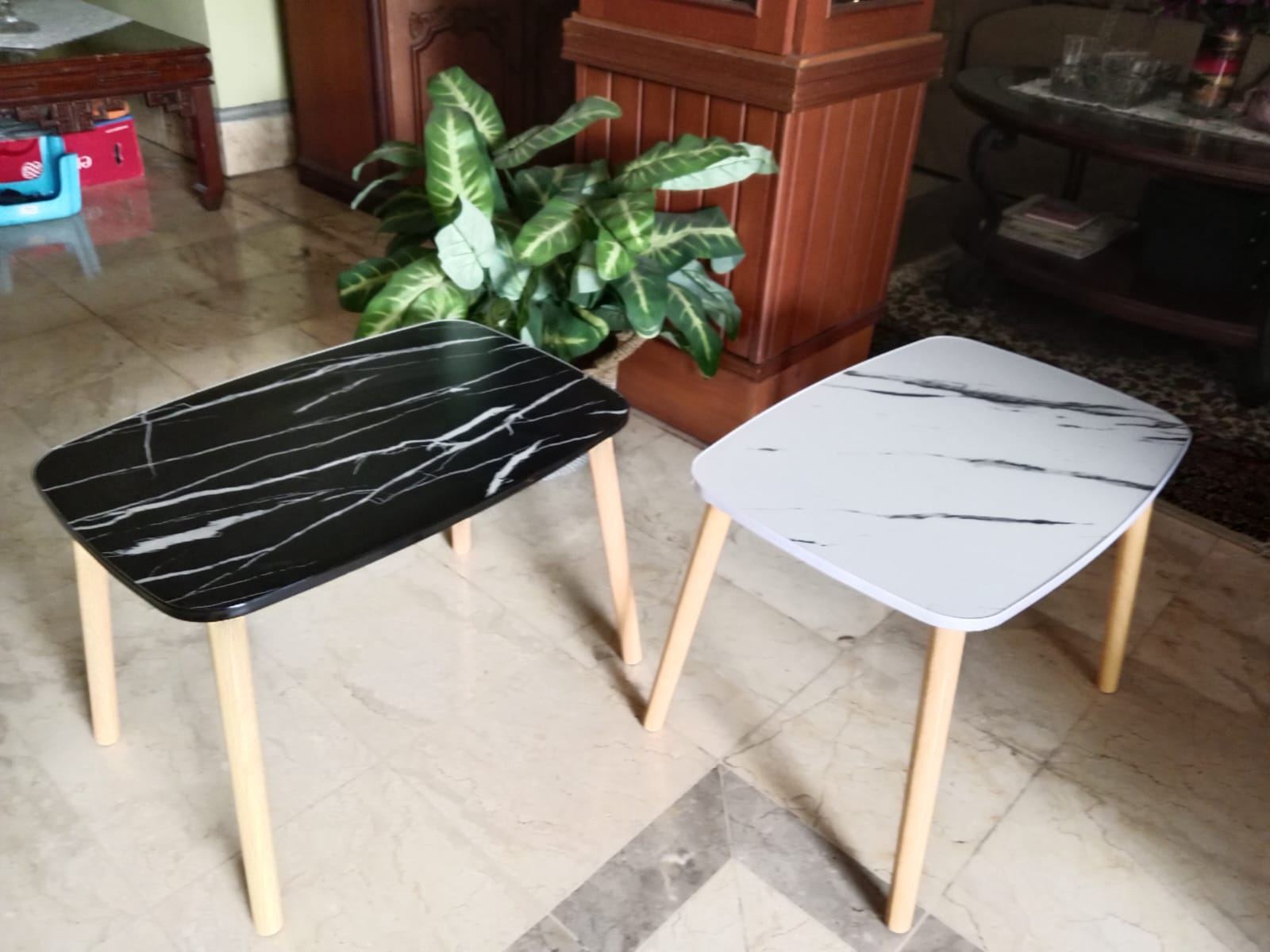 Meja Motif Marble Marmer Mewah Estetik Serbaguna - Cafe Shop Santai