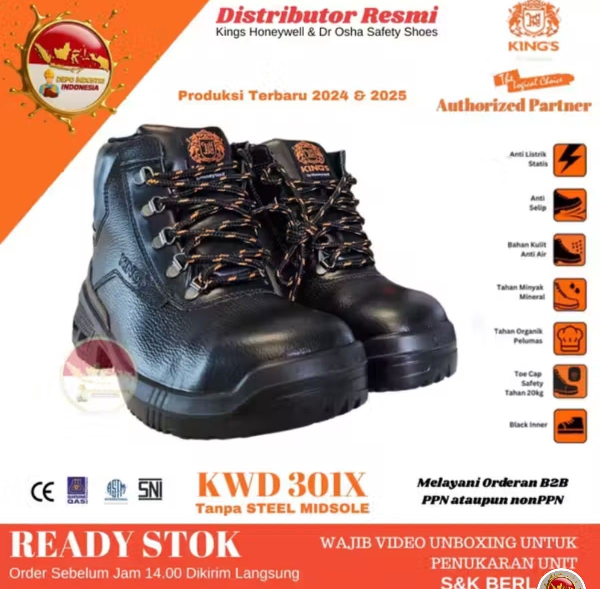 Sepatu Safety King's Honeywell KWD301X 2024