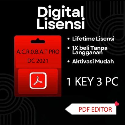 Adobe Acrobat Pro DC 2021 Lisensi untuk 3 Komputer