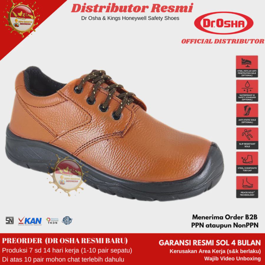 Sepatu Safety / Dr Osha Safety Shoes Delta Lace Up Pantofel Safety 3192 S1 Steel Toe Cap - Sol PU sd 90C