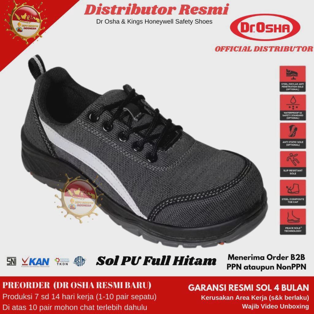 Sepatu Safety / Dr Osha Safety Shoes Maxima Lace Up 3167 S1 Composite Toe Cap - Sol PU sd 90°C